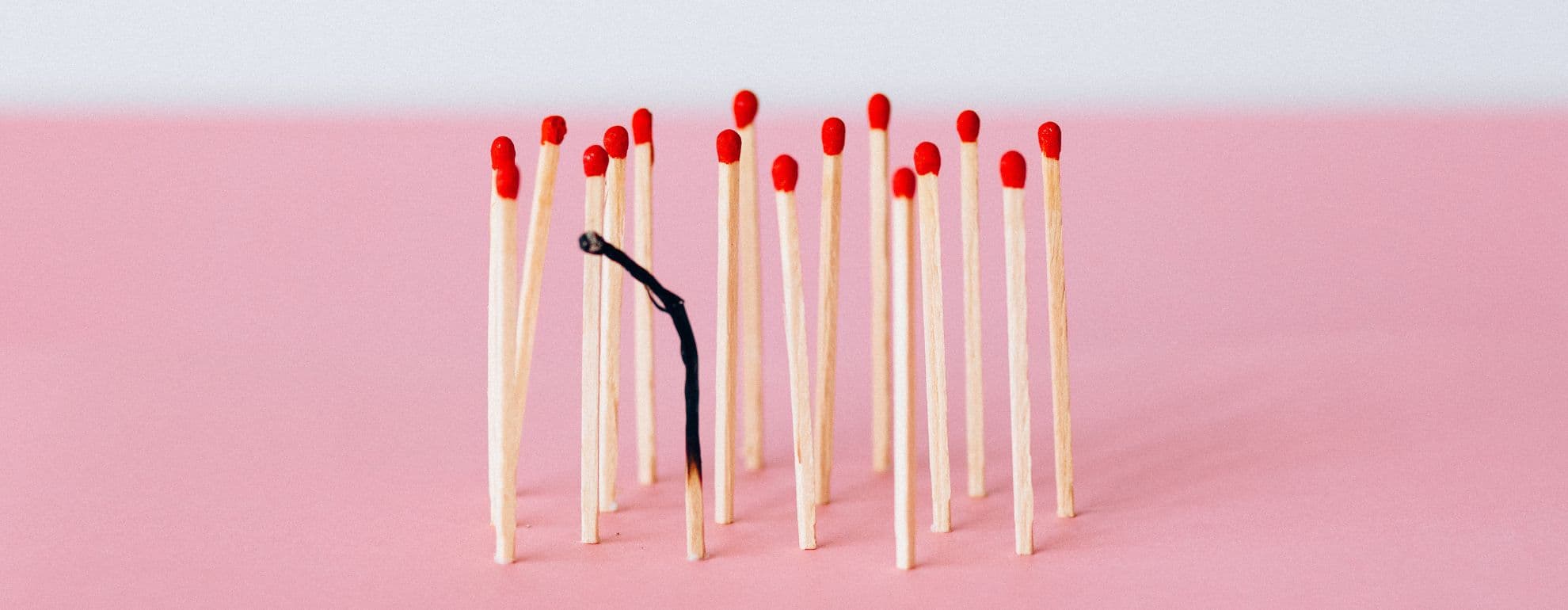 burned matches to illustrate burnout