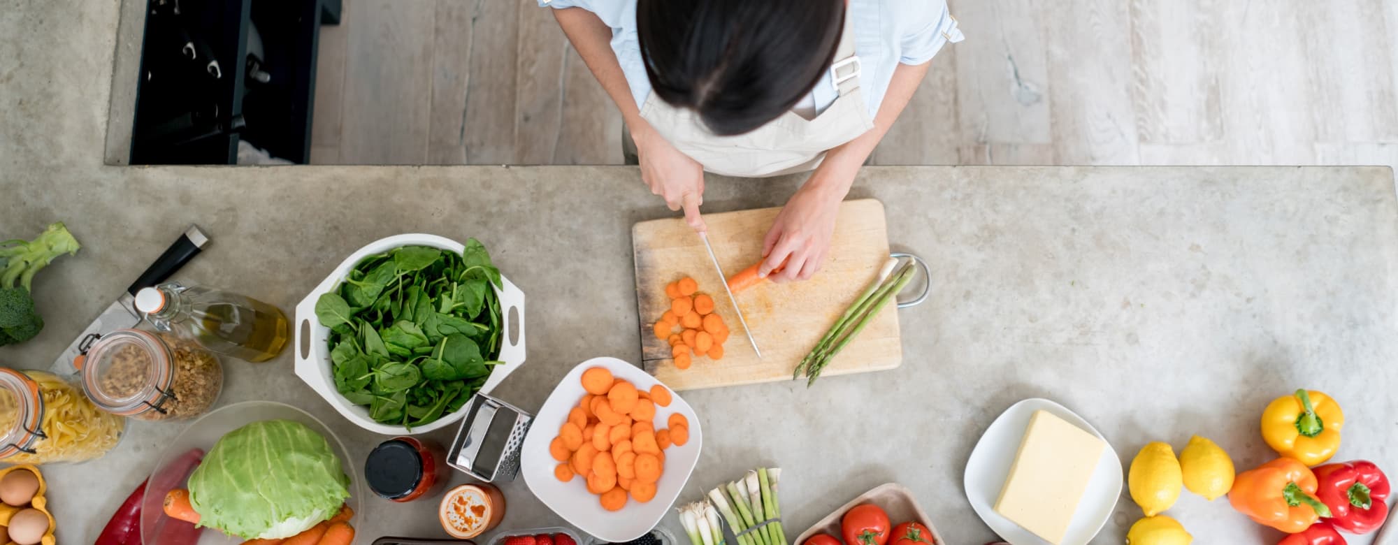 Woman cooking at home