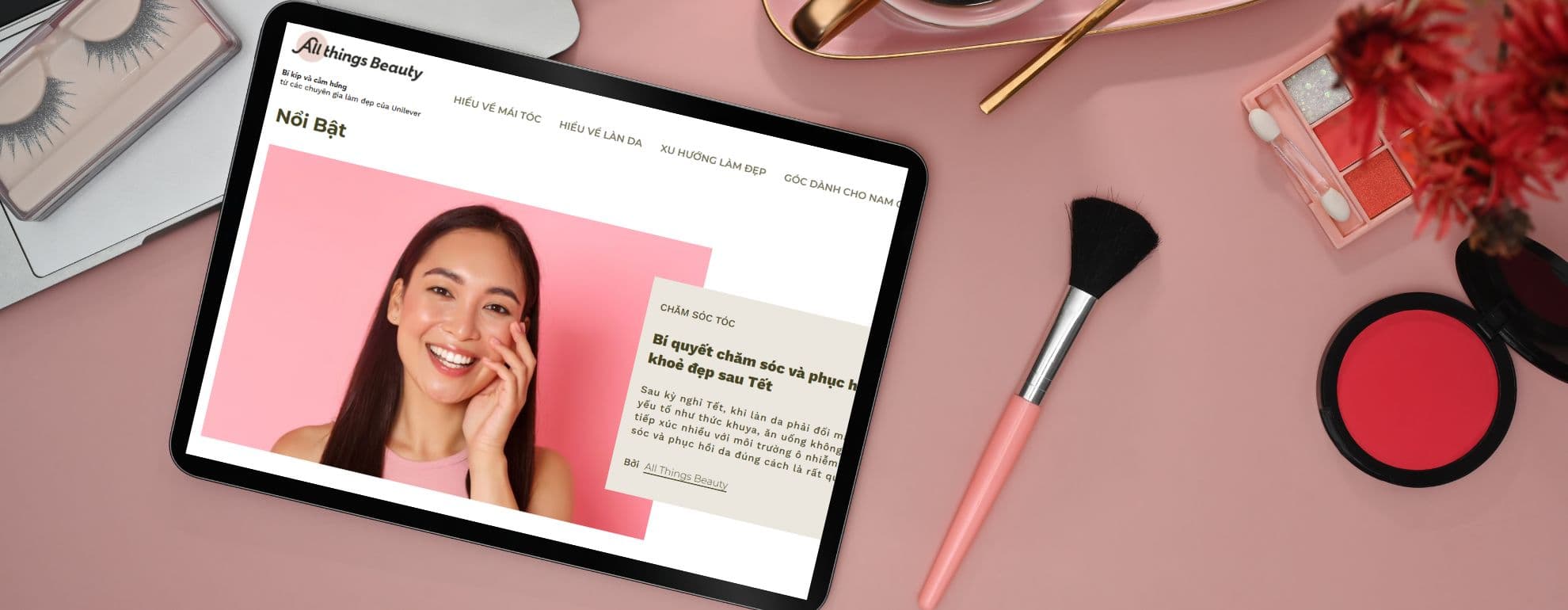 a tablet with all things beauty vietnam page