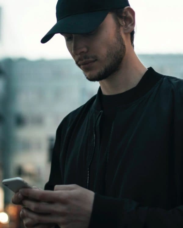 person looking down on his phone